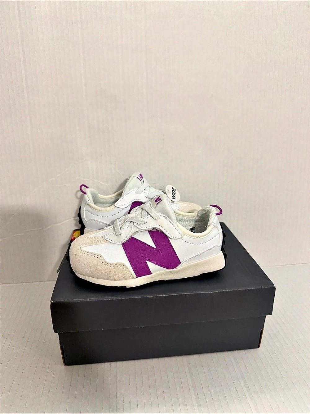 New Balance 327 New-B Hook & Loop Infant/Toddler Kids Sneakers White & Purple US